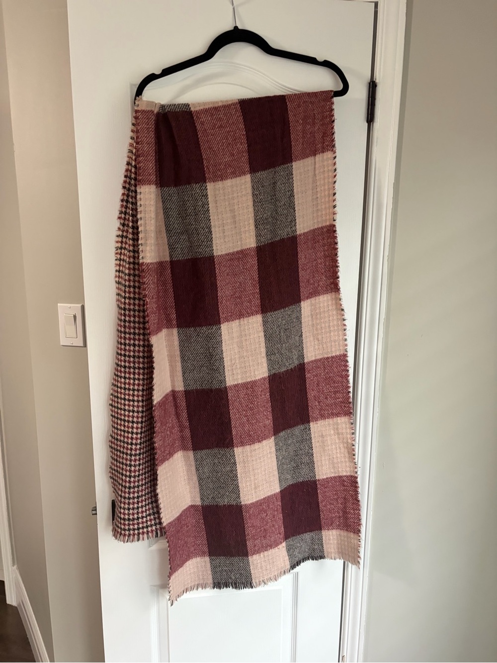 Cozy Reversible Scarf - Burgundy, Pink & Black